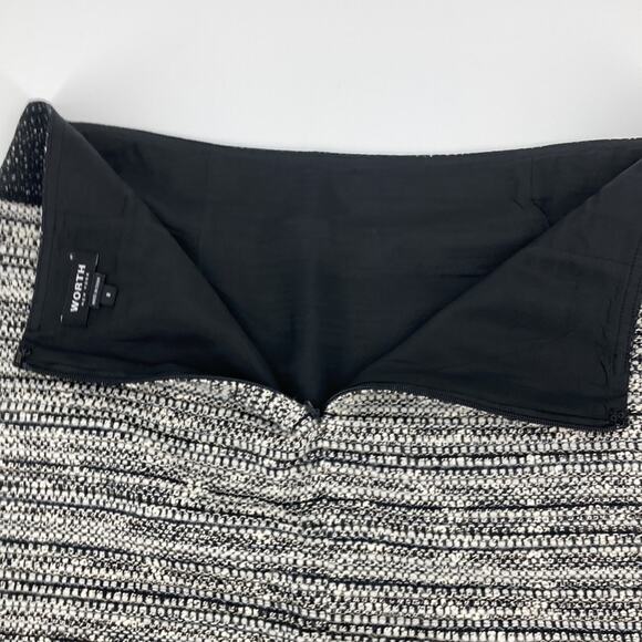 Worth Womens Black White Tweed Panel A-Line Skirt Size 8 - Picture 10 of 16